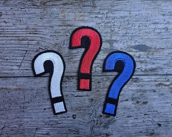 question mark patch, applique, patch, ???