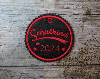 Schultüten Anhänger rot schwarz, Einschulung Schulkind 2024