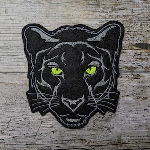Tête de panthère grise, yeux jaune fluo, patch, appliqué