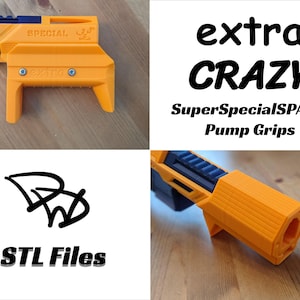 Empuñaduras de bomba extra locas para los archivos .STL SPAMF superespeciales - Accesorio lanzador de dardos de espuma de juguete