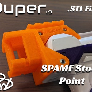 Archivos .STL Duper SPAMF Stock Point (v3) - Accesorio de lanzador de dardos de espuma de juguete