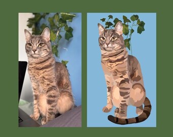 Digitale Tierportraits nach Foto vom Foto, Katzenportrait, Hundeportrait