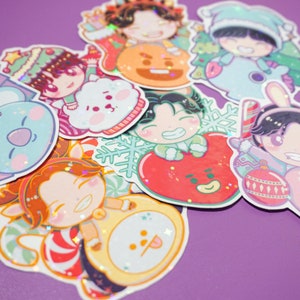 Bangtan Christmas Stickers | Vinyl Hologram Stickers