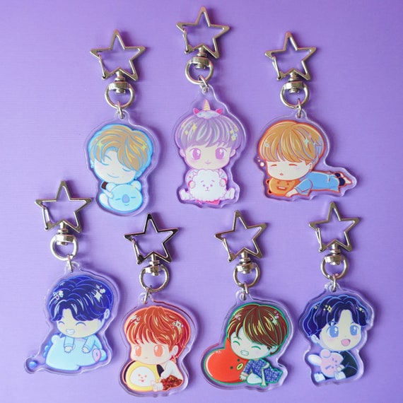 Bangtan Cute Acrylic Keychain | Pajama Party
