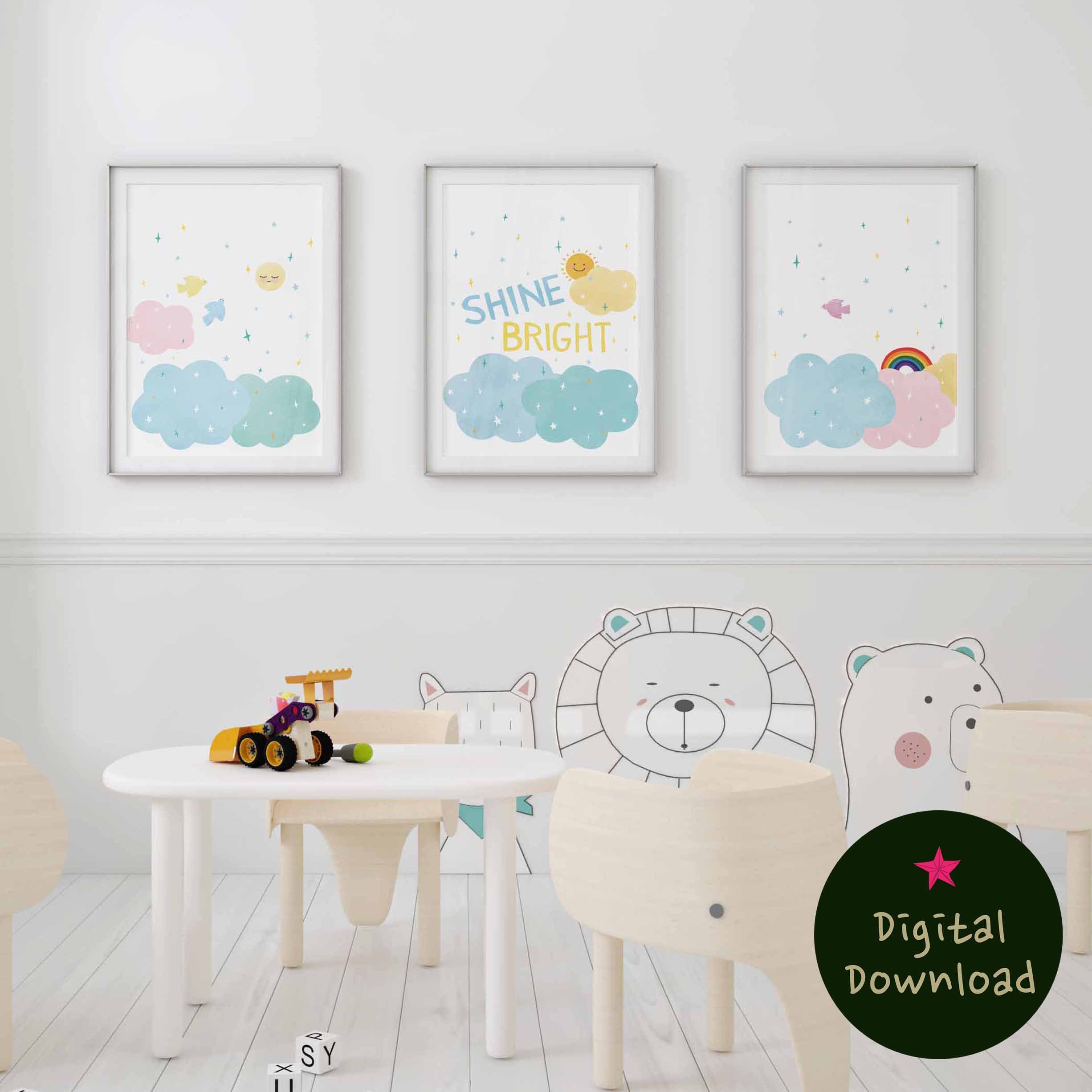 Shine Bright Baby Room Decor Print Set / Cute Nursery Wall Art Etsy