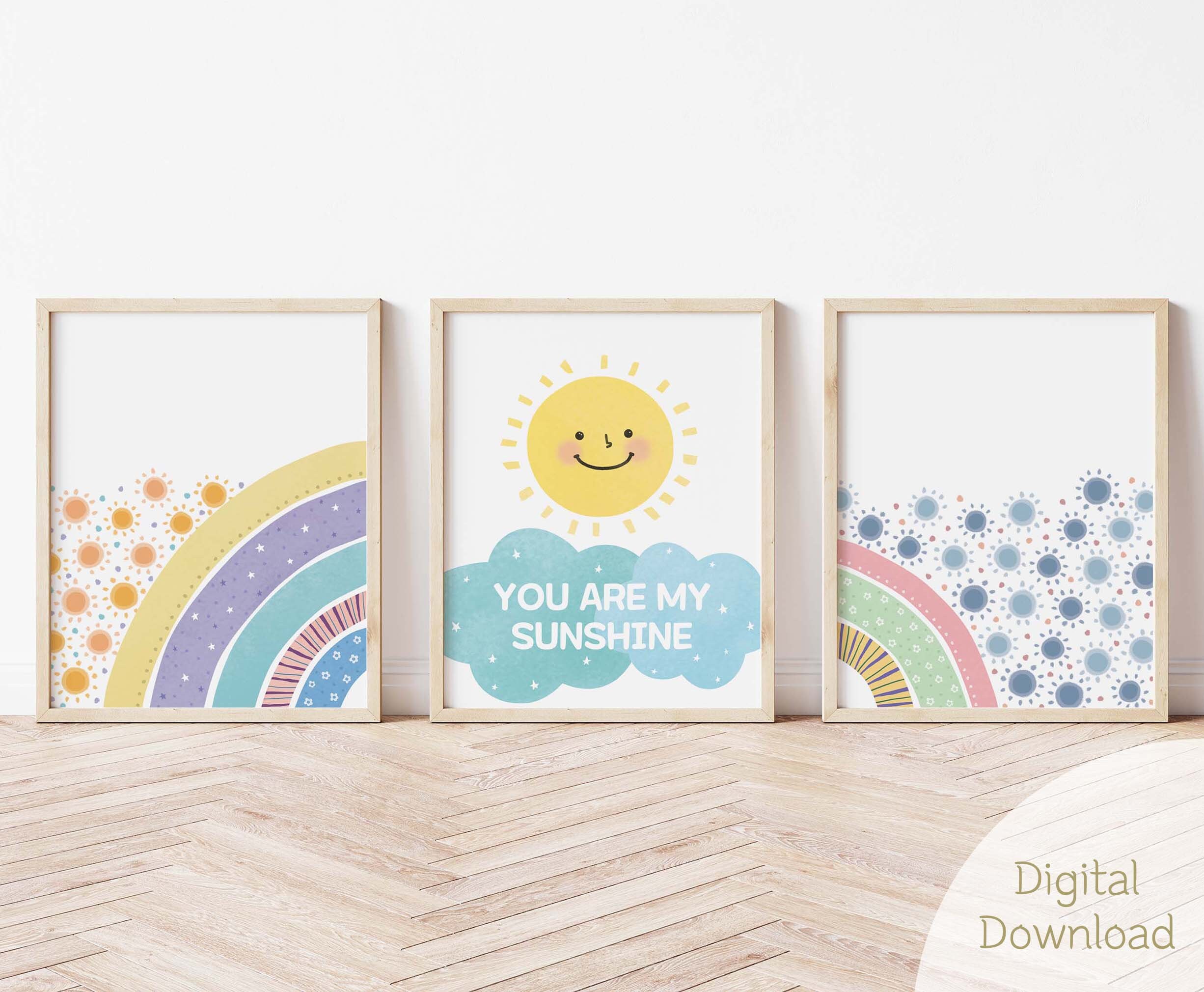 You Are My Sunshine Nursery Wall Art Set / Nursery Set of 3 / Etsy