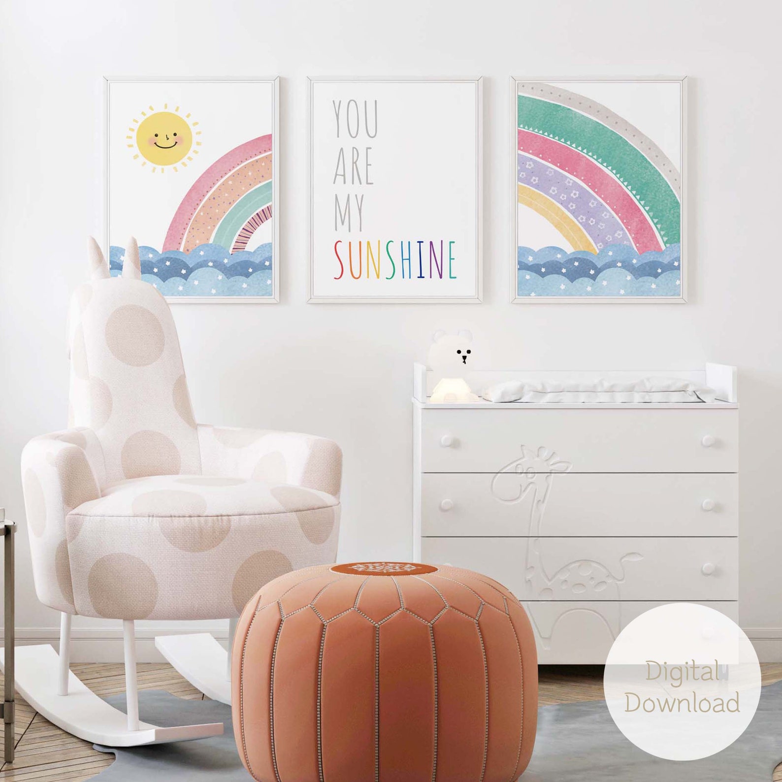 You Are My Sunshine Nursery Wall Art Set / Nursery Set of 3 / Etsy