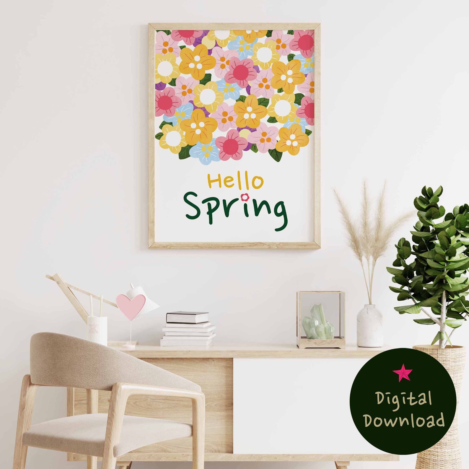 Hello Spring Wall Art / Lovely Flower Wall / Spring Decoration Etsy