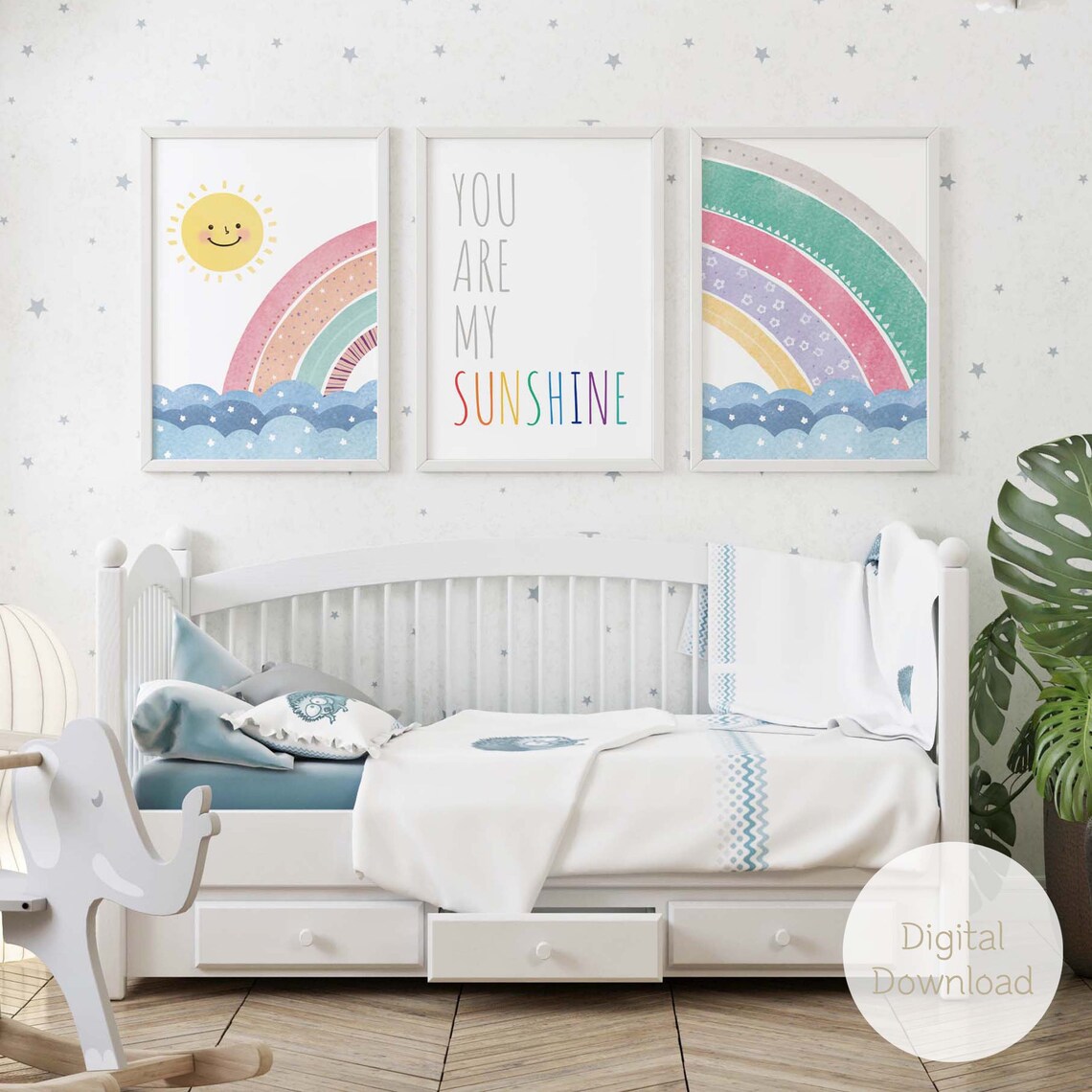 You Are My Sunshine Nursery Wall Art Set / Nursery Set of 3 / - Etsy