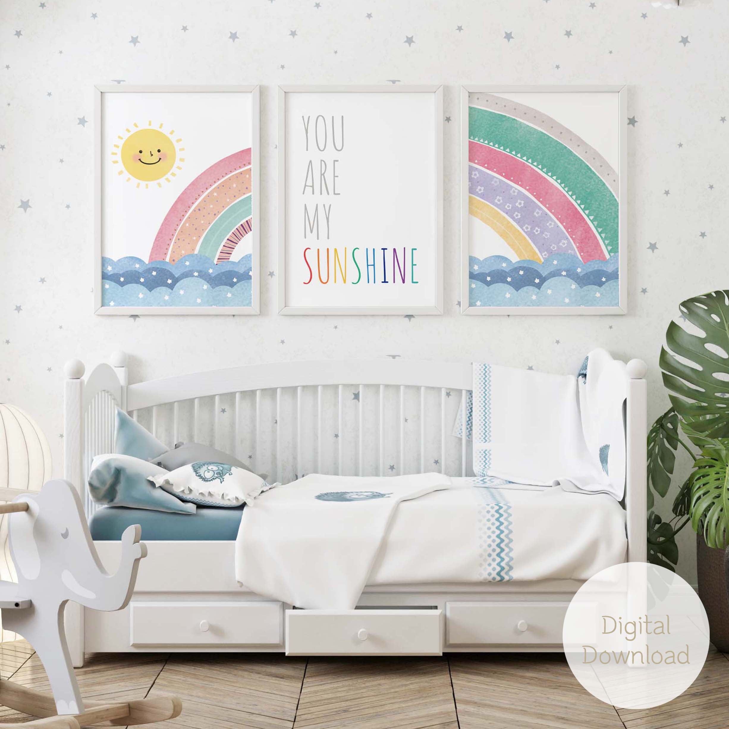 You Are My Sunshine Nursery Wall Art Set / Nursery Set of 3 / - Etsy