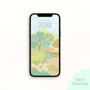Cozy illustration Phone Wallpaper, iPhone Background, Mobile Lock Screen, Screensaver Android, Digital Download, Pastel Color Wallpaper
