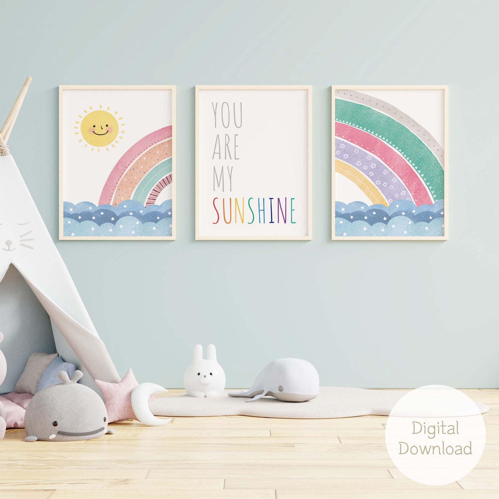 You Are My Sunshine Nursery Wall Art Set / Nursery Set of 3 / - Etsy