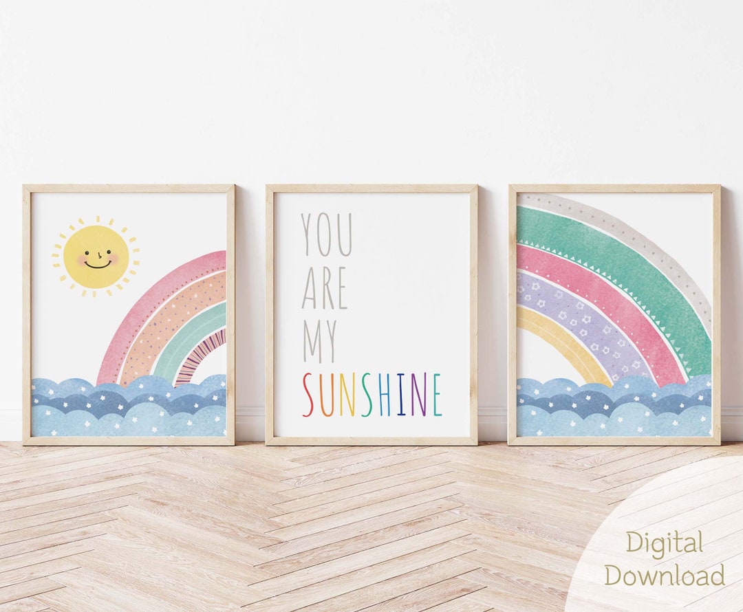 You Are My Sunshine Nursery Wall Art Set / Nursery Set of 3 / Cute Baby