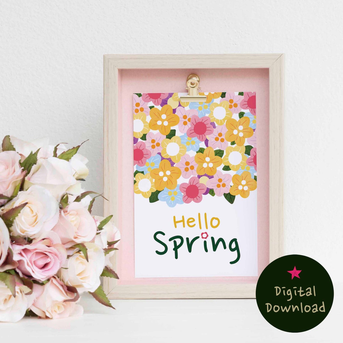 Hello Spring Wall Art / Lovely Flower Wall / Spring Decoration Etsy