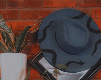 Wide brim hand painted hat