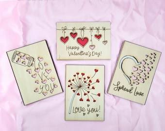 Valentine's Love Wood Greeting Card and Envelope