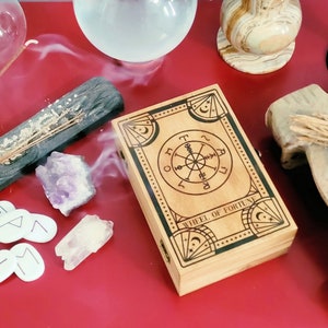 Pagan Wheel of Fortune Cloth Lined Latching Wooden Box