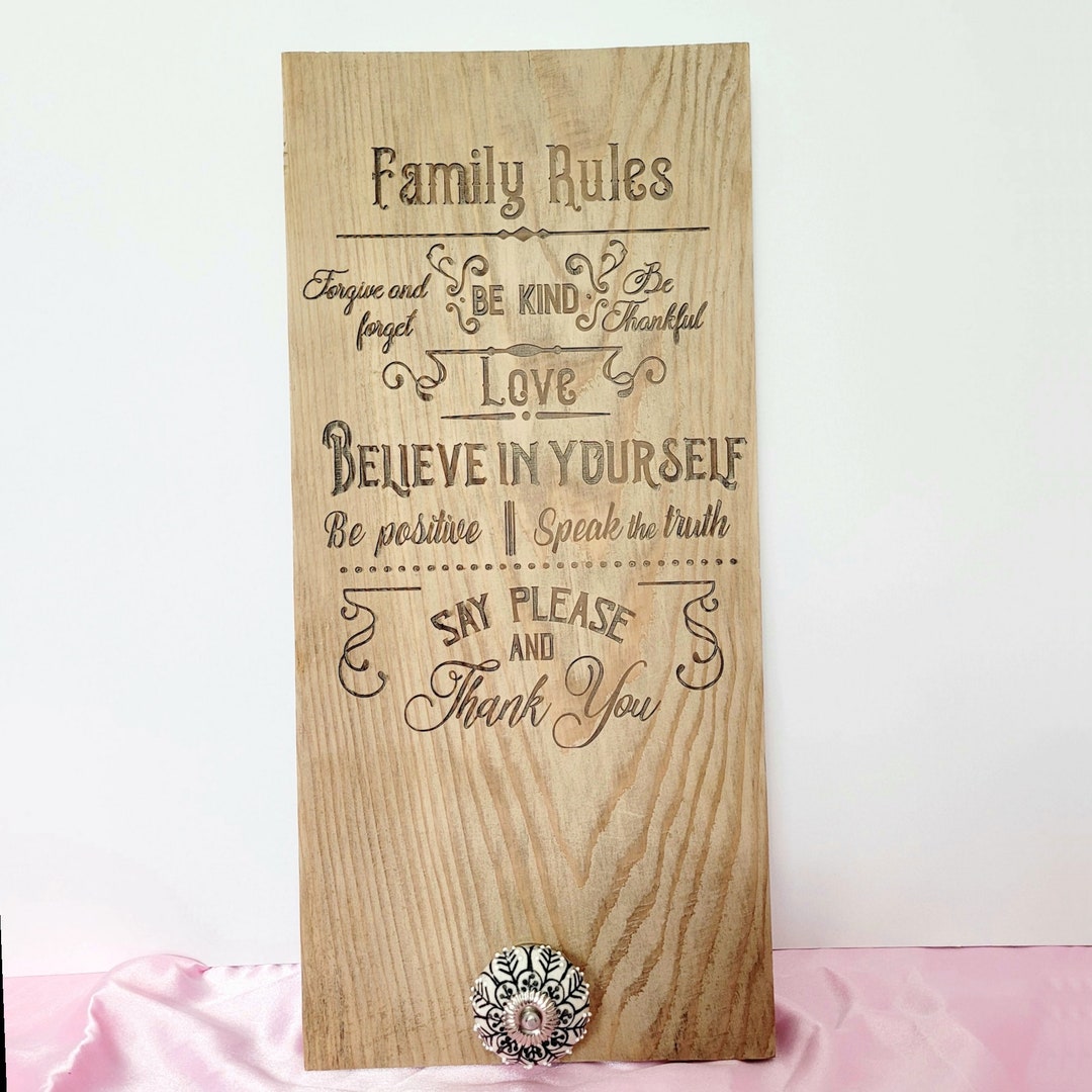Family Rules Thick Wood Sign Coat Rack - Etsy Australia