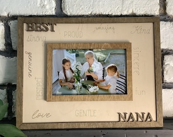 Best Nana Photo Frame, Nana Word Art, Mother&#39;s Day, Digital, SVG PDF AI, Laser Cut, Picture Frame,