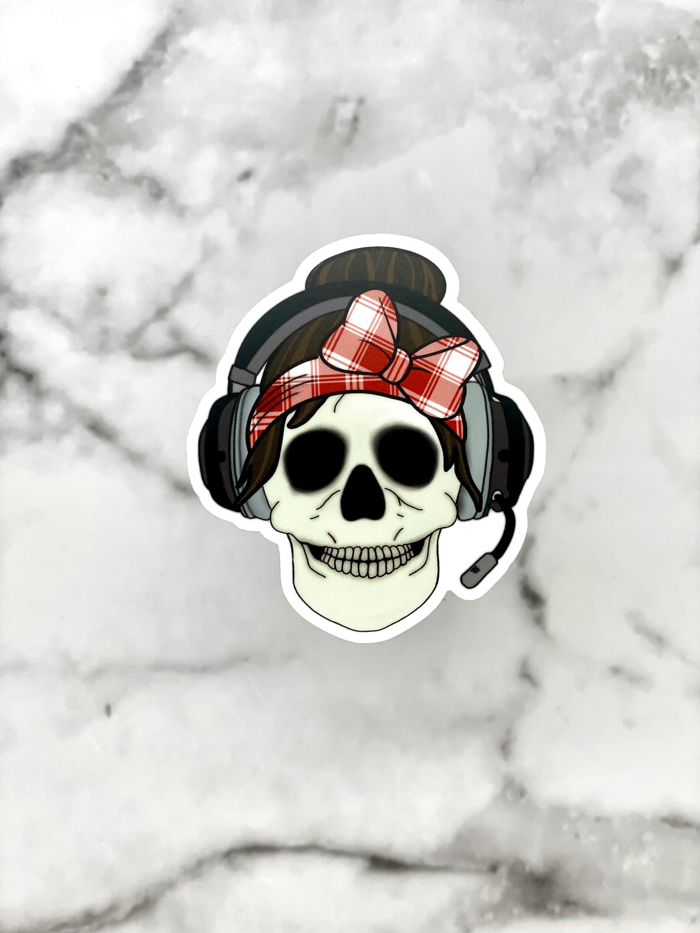 3D Sticker Teschio Fiocco Rosa