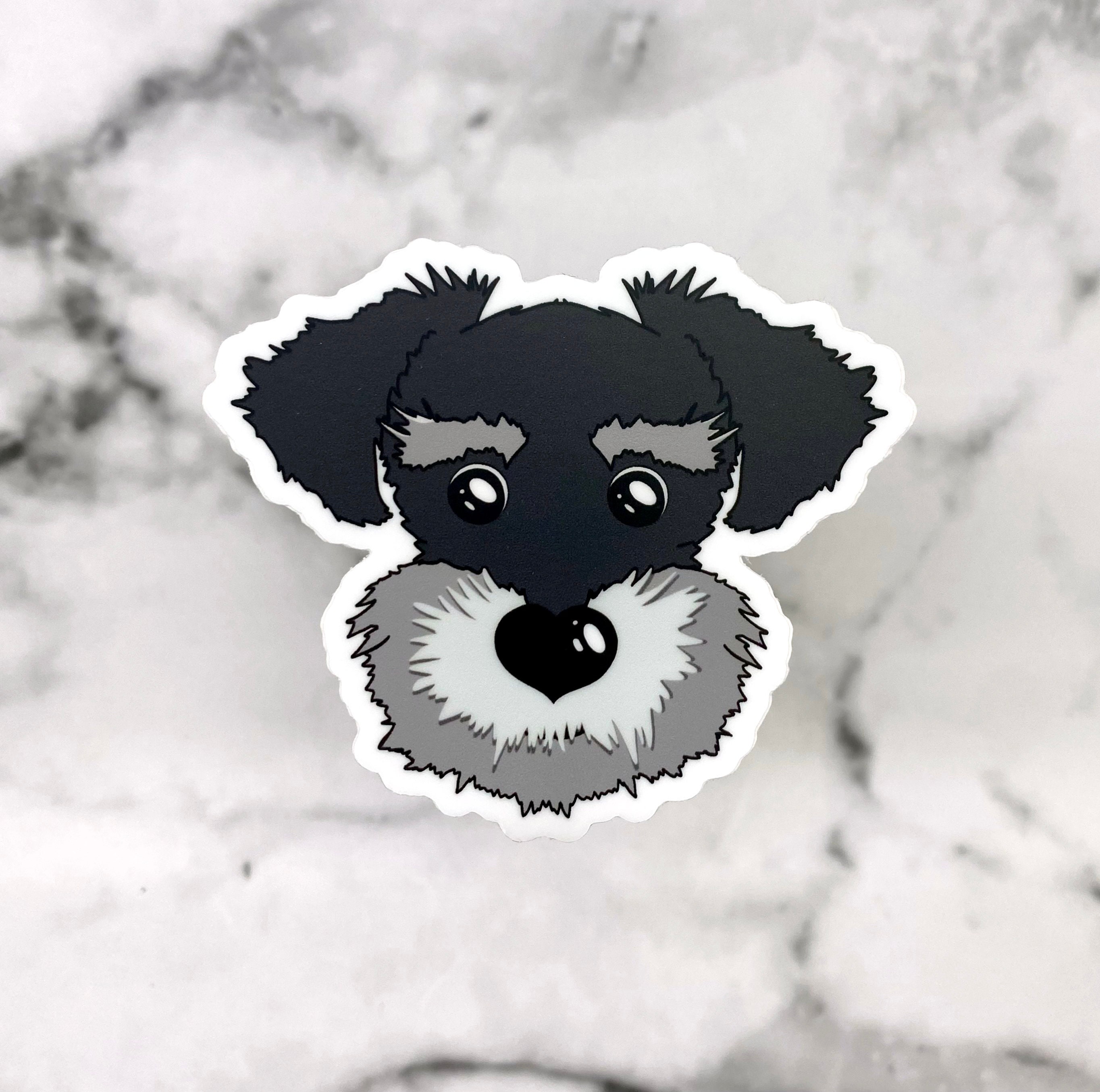 Schwarz und Grau Schnauzer Aufkleber Niedliche Gesicht | Etsy