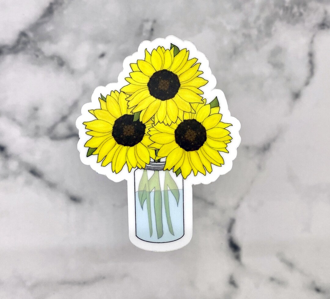 Sunflower in Mason Jar Sticker Etsy UK