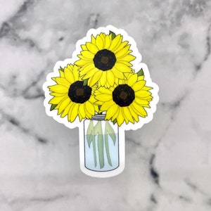 Sunflowers in Mason Jar Sticker - Cheerful Floral Decal for Any Occasion
