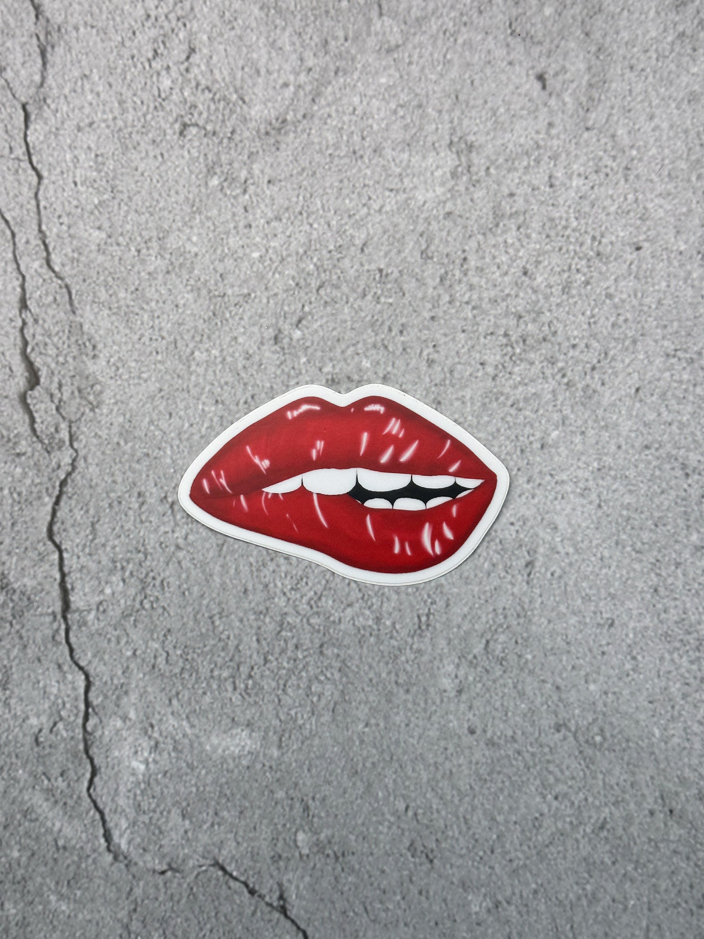 Vintage Roter Lippen Aufkleber Etsy.de