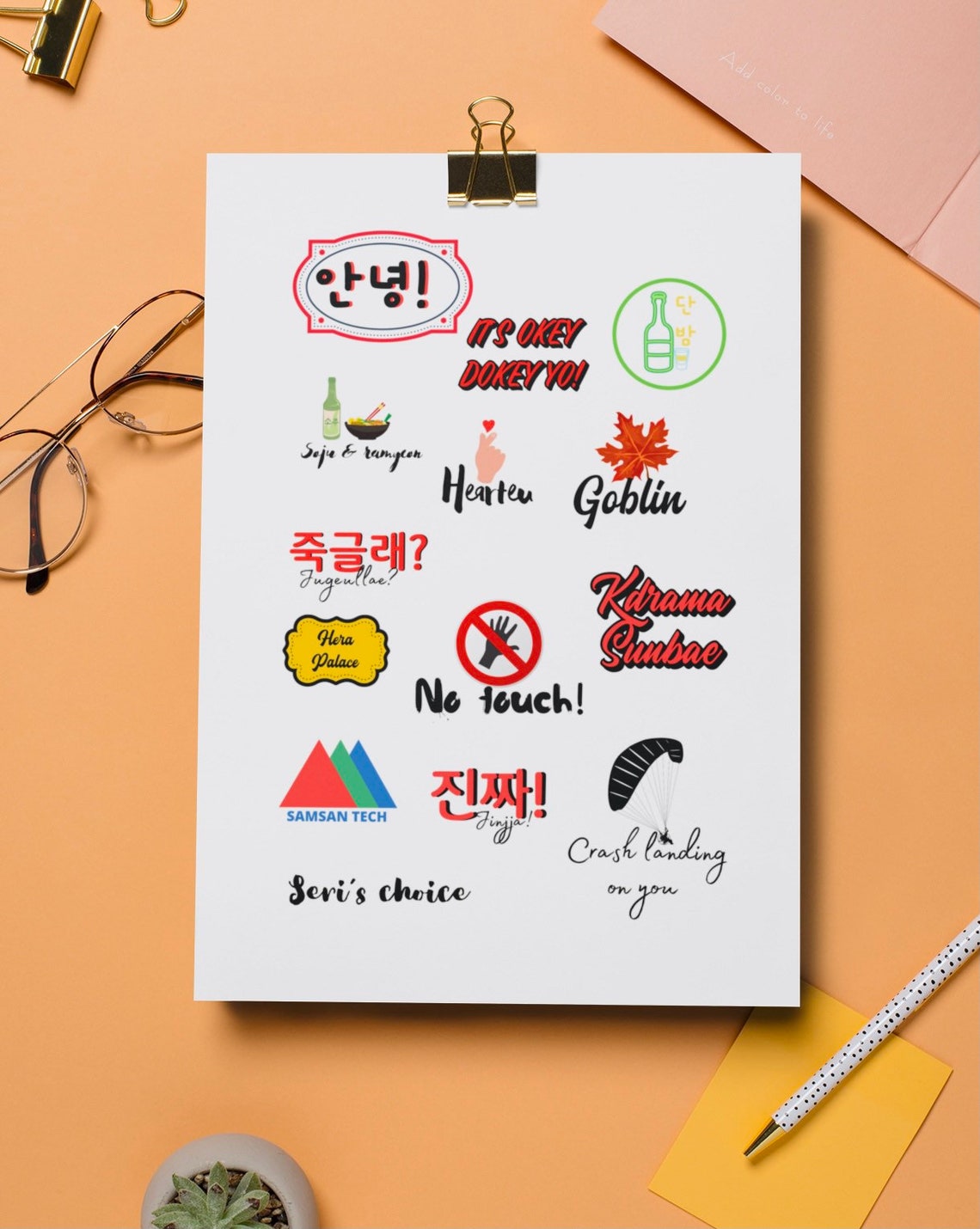 Korean Drama Clipart / Stickers Kdrama Digital Clipart Etsy