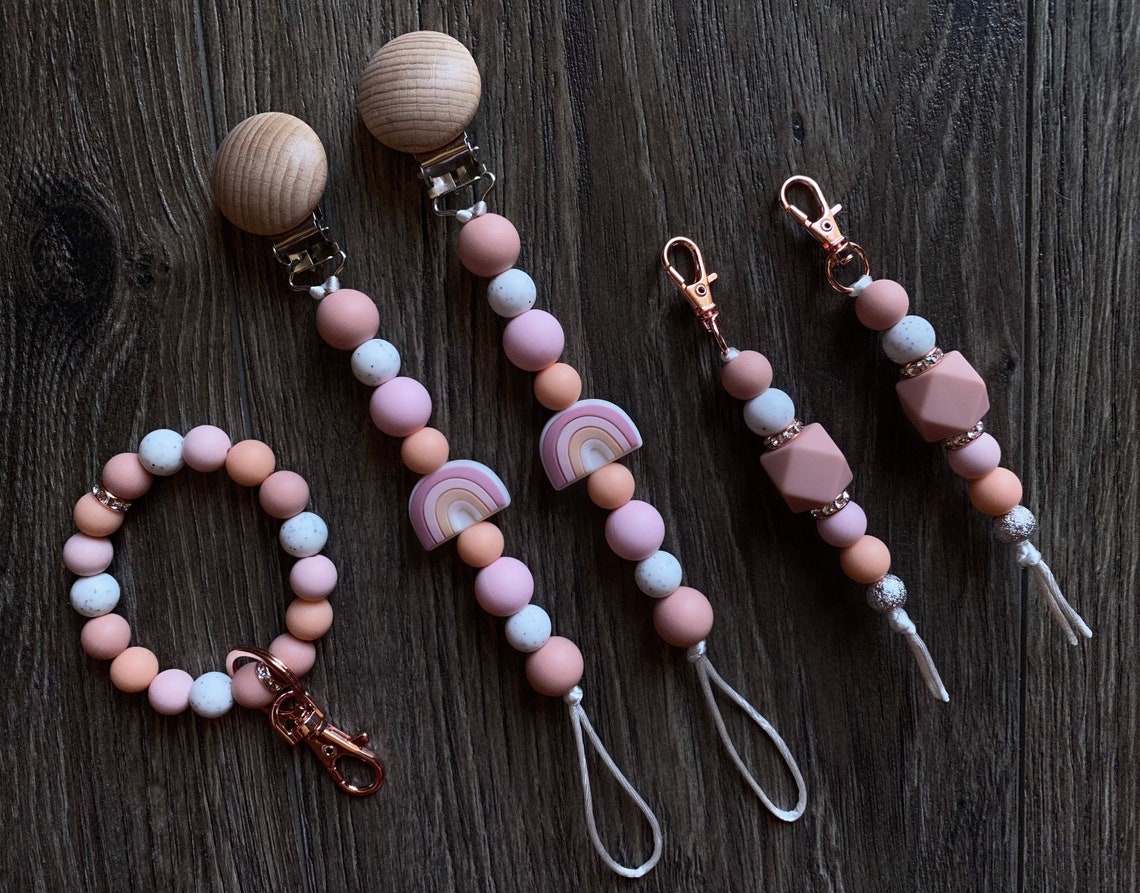 Pacifier Clip / Silicone Bead Pacifier Clip / Paci Clip / Etsy