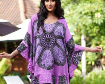 Privatangebot für Kimberley, 5 Blumenponchos und 1 Kaftan, Rüschenponcho, Geschenk für sie, Top-Bluse, kurzes Kleid, Batik, OSFA, Z300