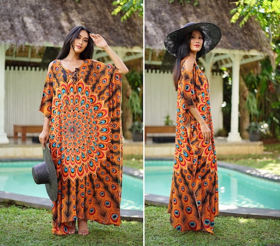 Oversized, Batik Dress, Kaftan Dress, Caftan Maxi Dress, Sexy Beach Dress,  Swim Cover Up, Resort Wear, One Size Fits All, Orange Black, B963 - Etsy