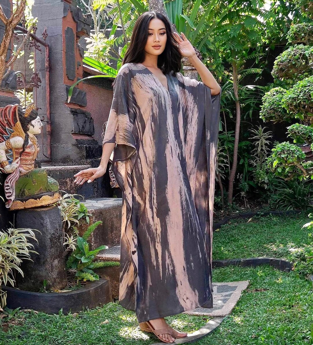 Hand Tie Dye Kaftan Dress Bohemian Caftan Maxi Dress Etsy
