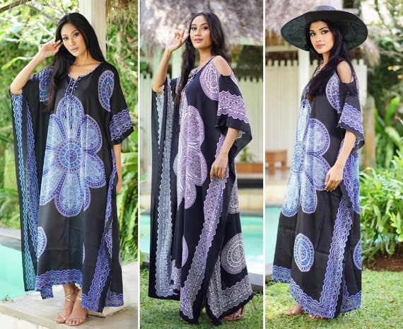 Kaftan Dress Oversized Caftan Maxi Dress Boho Batik Dress Beach Dress Cover Up Resort Wear One Size Fits All B968 Etsy