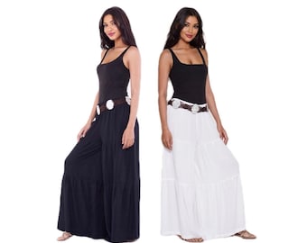 Black Pant,White Pant, Palazzo pant, Pre-Order, Wide Leg, Tiered crinkle pant, Resort, plus Sizes , BouLaLa B796