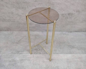 Mid Century Vintage brass /glass end table, coffee table, nightstand 1960s