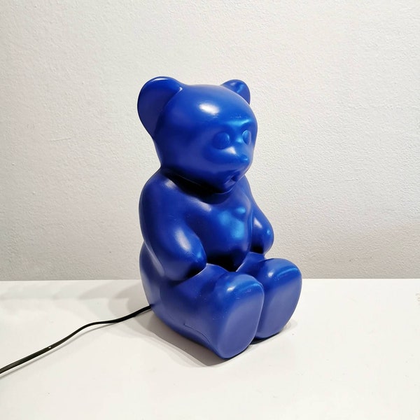 Blue sitting  lumibär /lumibear lamp by Elmar Flötotto