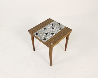60s-70s mosaic plant table, side table midcentury plant riser with tiles