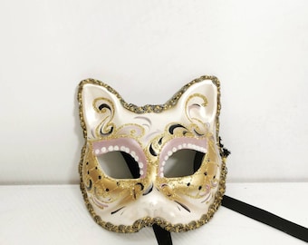 Original hand-painted mask Venice cat, made in Italy