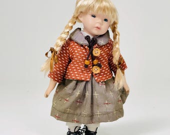 Handmade collectible vintage porcelain doll 1980s