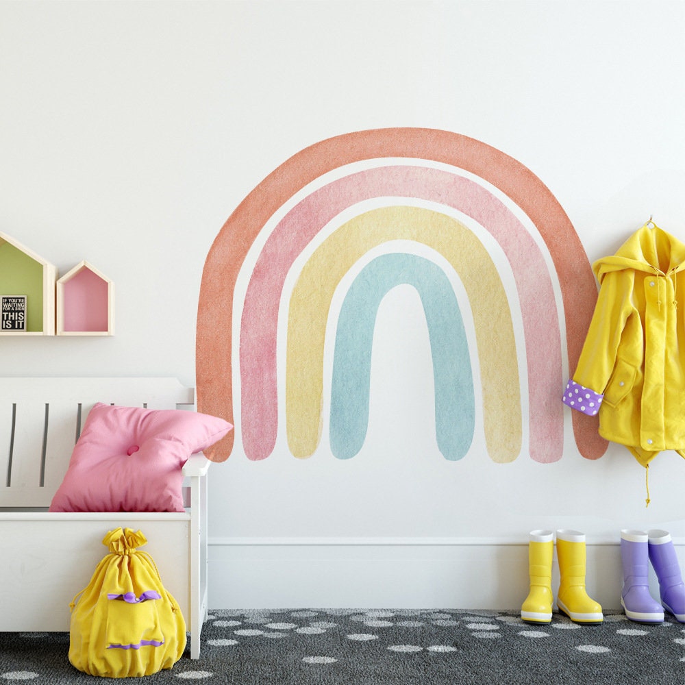 Rainbow Wall Decals Extra Large Decal Watercolor Rainbow Etsy