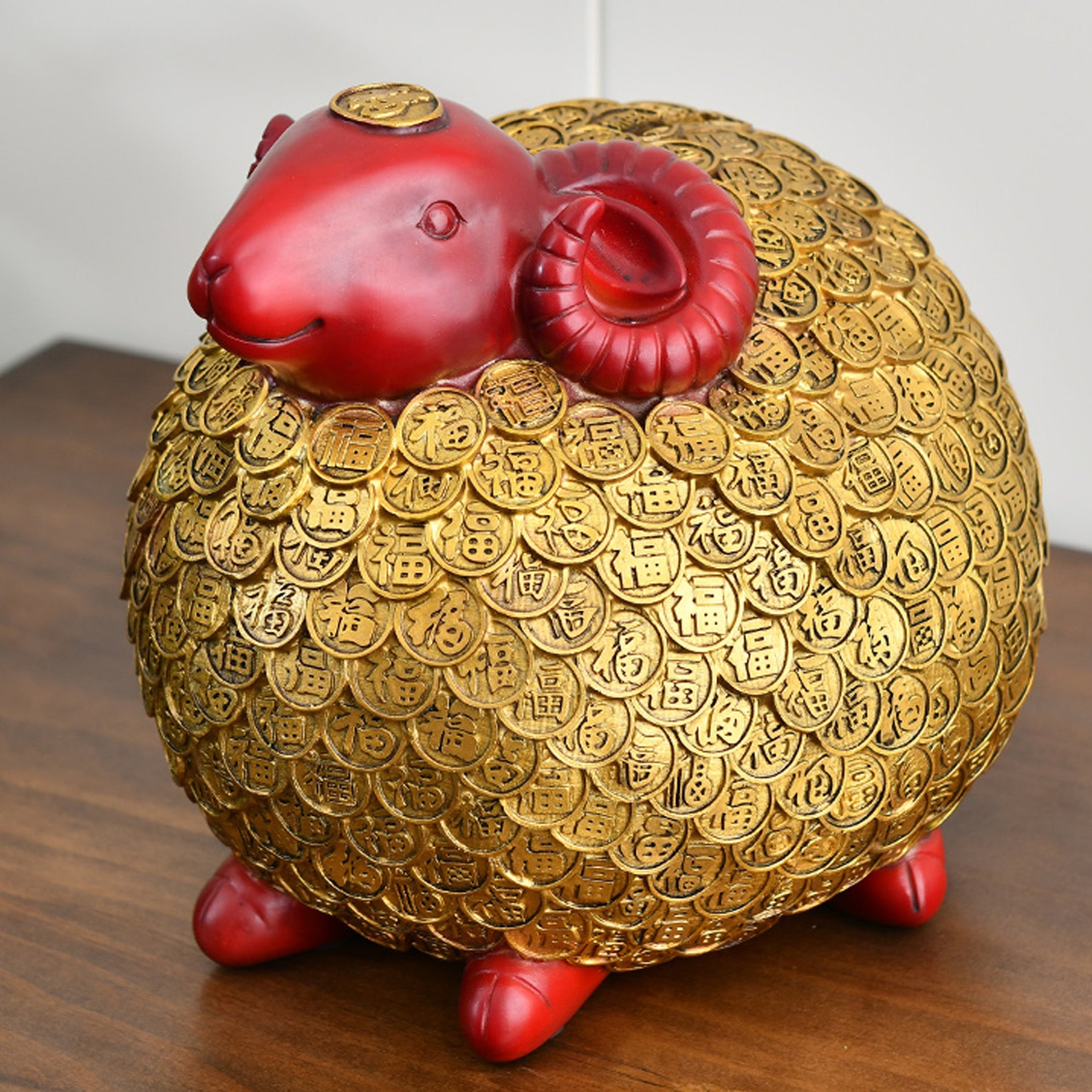 Zodiac Sheep Piggy Bank Fu Word Copper Money Piggy Bank Etsy