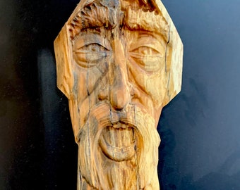Wood spirit carving art tree spirit cottage decor birthday gift