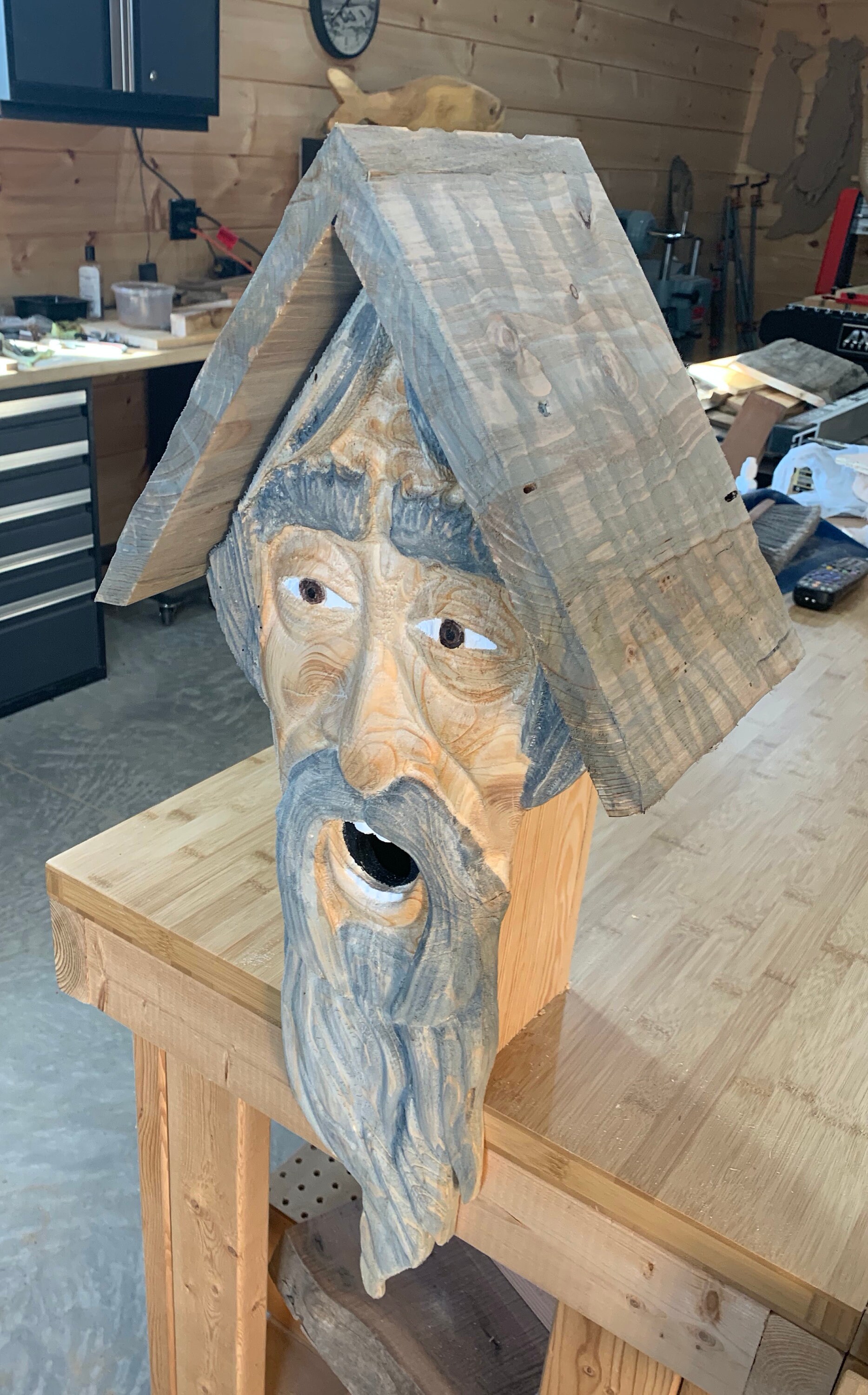 Birdhouse wood carving spirit faceWood Carvingwood Carving Etsy