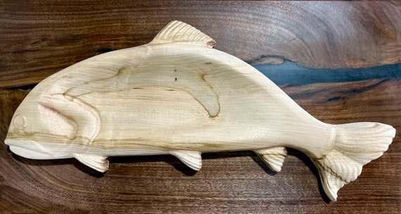 Fish, Carving, Gift, Wood Carving, Trout, Bowl, Serving Platter