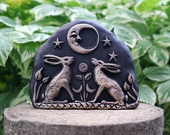 hand made for house or garden Celtic moon gazing hare