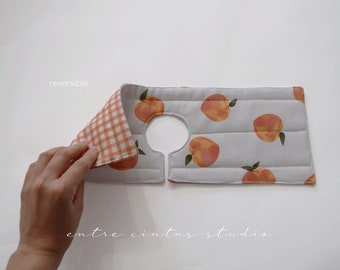 Kitchen sink drip catcher, double sided peach and orange checkered pattern kitchen sink bib guard