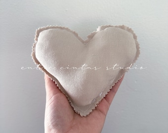 Linen fabric hearts, minimalistic, tiered tray decor, heart for bowls, stuffed fabric hearts