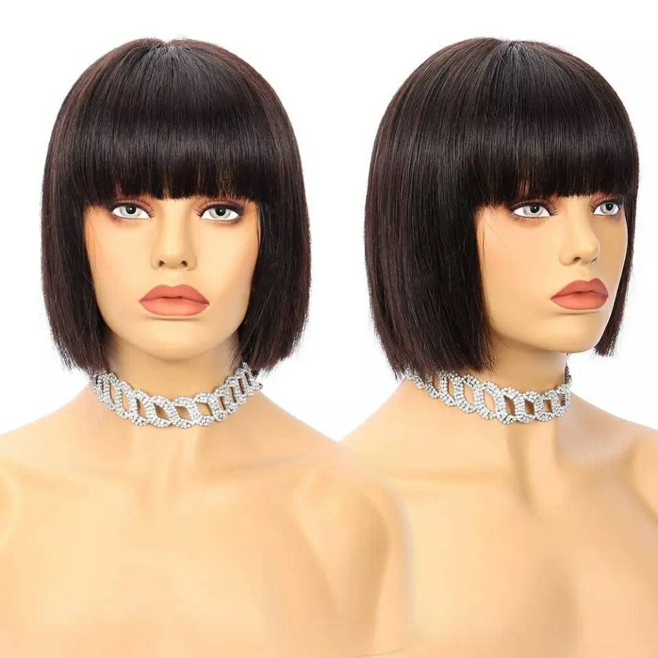 Full Machine made wig with bang Etsy