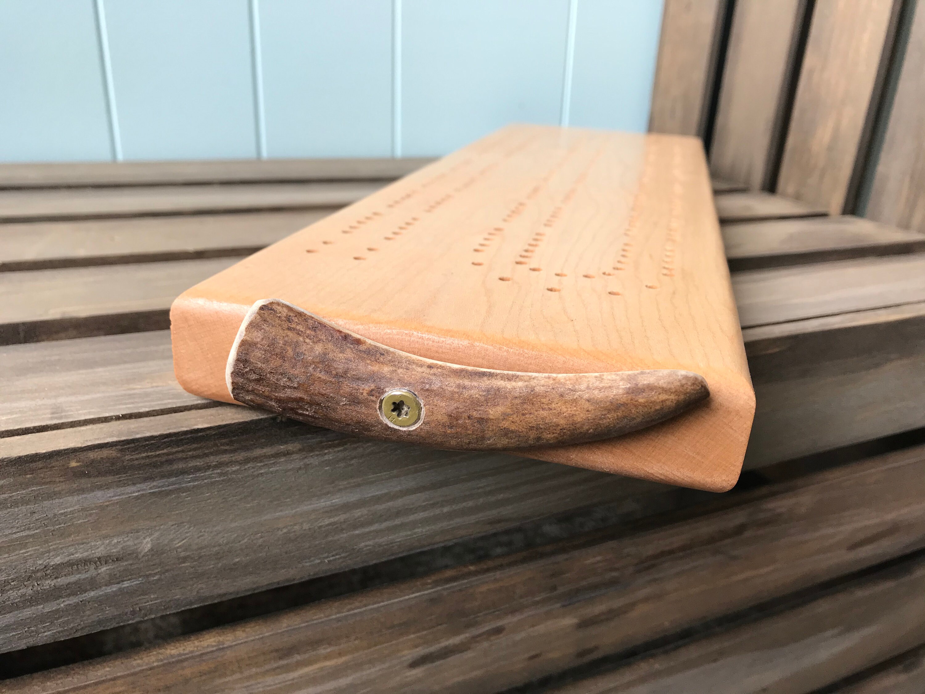 Basic Maple Cribbage Board with Unique Antler Storage & Pegs Etsy